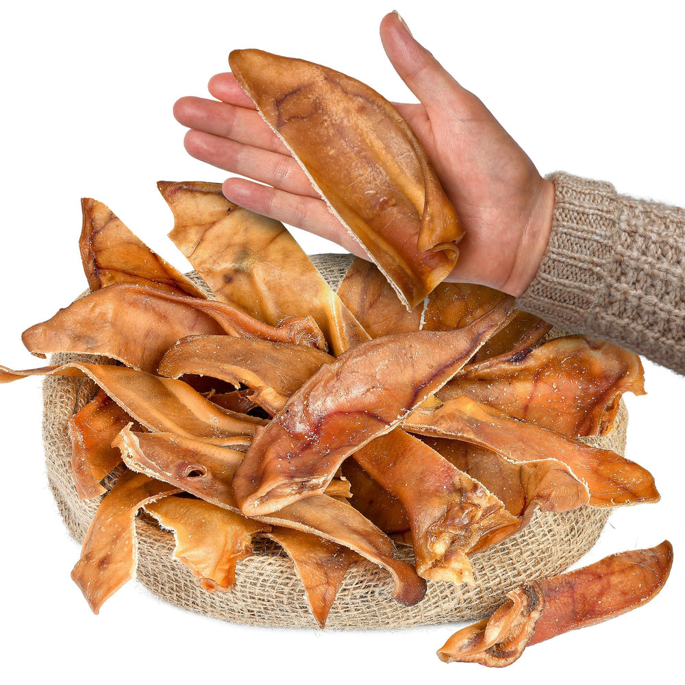 PEPPY DOG Natural Half Pig Ear Chews pack view—rawhide-free dental treat for dogs.