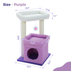 PEQULTI Cat Tree Flower Purple Natural sisal posts for healthy scratching