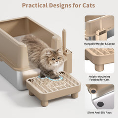 Perehome high-sided litter box prevents overflow and messy spills in use.