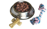 Perfect Petzzz silver bowl with simulated food for lifelike pet care play