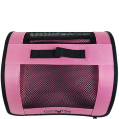 Perfect Petzzz tote pink side view with mesh visibility for travel