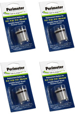 Perimeter Technologies four-pack batteries in packaging offering affordable replacement for Invisible Fence collars.