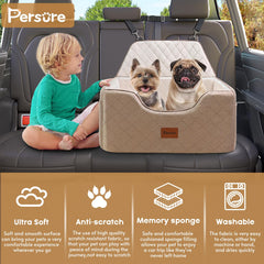 Persure dog car seat memory-foam-cushion offers plush comfort on trips.