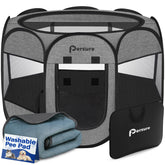 Persure dog-cat playpen front view with pad, safe breathable space.