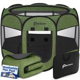 Persure dog-cat playpen small green side view showing sturdy enclosure for pets