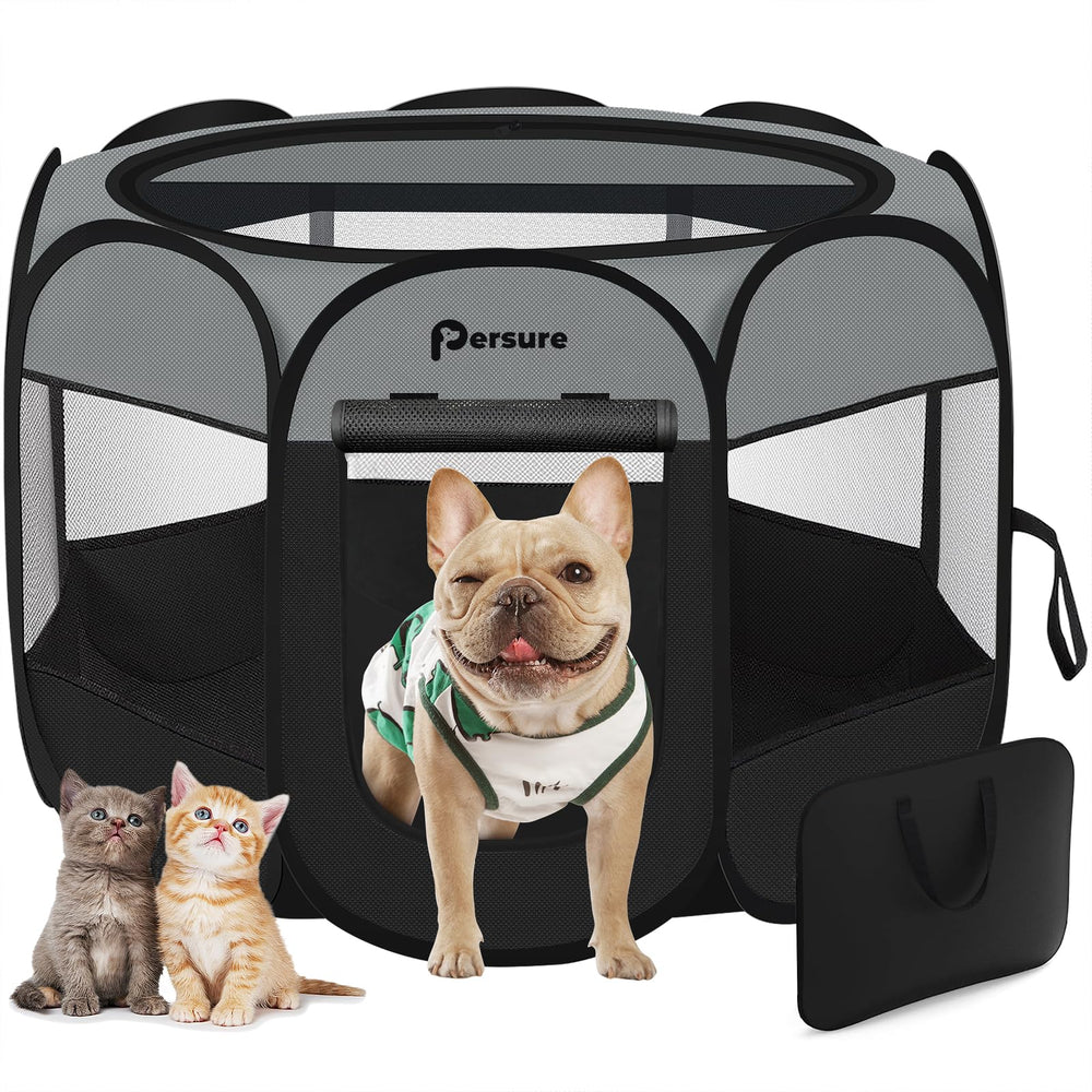 Persure dog cat playpen with eight-panel ventilation for safe indoor and outdoor use.