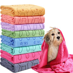 Peryiter dog-drying-towels colorful set shows rapid absorption for easy bath time.