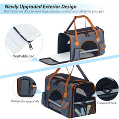Pesen cat carrier front and side pockets store travel essentials