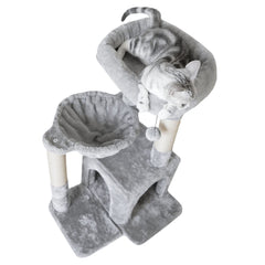 Pesofer cat tree hammock invites gentle swaying lounging for cats.