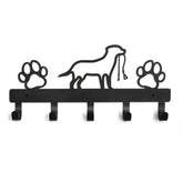 PET ARTIST dog leash holder wall-mounted with five hooks keeps leashes organized and accessible.