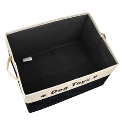 PET ARTIST dog toy bin open with stand demonstrates easy access to toys.