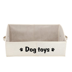PET ARTIST dog toy storage with handles in beige for simple transport.