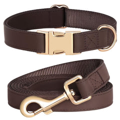 PET ARTIST soft PU leather dog collar in brown for comfortable daily wear