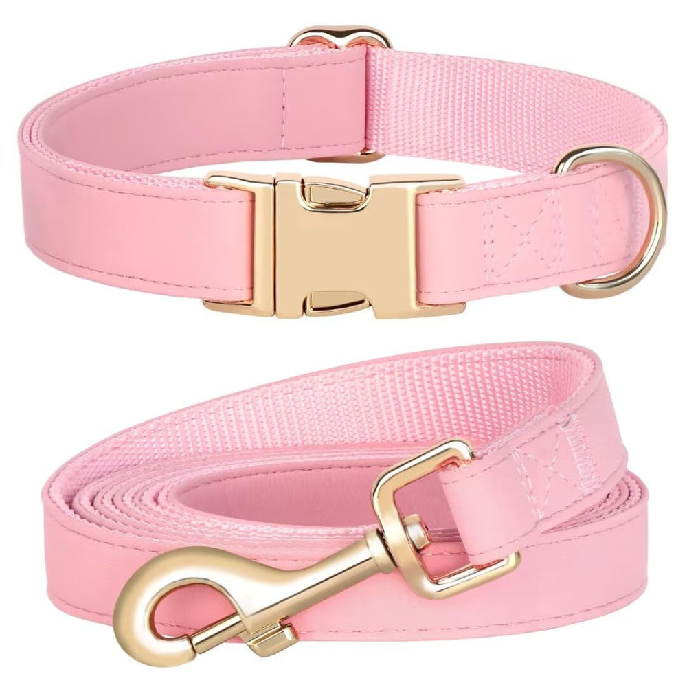 PET ARTIST soft PU leather dog collar pink for daily walks.