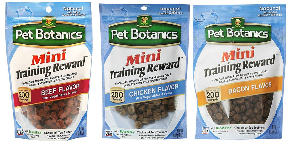 Pet Botanics Mini Training Rewards three-flavor bundle for consistent training sessions.