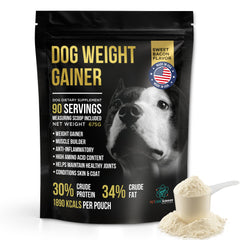 PET CARE Sciences Dog Weight Gainer bag of powder boosts calories for growth.