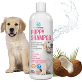 PET CARE Sciences Tearless Puppy Shampoo bottle demonstrates a gentle, tear-free clean for puppies.