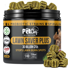 Pet Chef Nutrition dog urine neutralizer bottle shown for lawn protection.