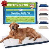 Pet Dreams dog crate pad denim flat lay shows the crate mat's design