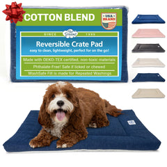 Pet Dreams dog crate pad denim — all-season crate comfort.