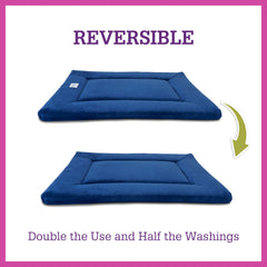 Pet Dreams crate pad reversible Sherpa side demonstrates all-season comfort for dogs.