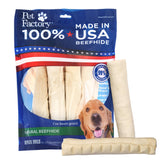 Pet Factory beefhide 8-inch roll chew demonstrates a long-lasting outlet for medium dogs.