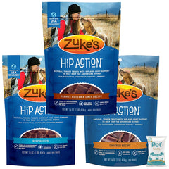 Pet Faves Zuke Hip Action roasted beef treats—soft chews supporting joint comfort