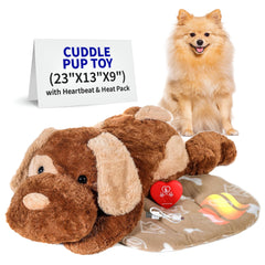 Pet Fit For Life cuddle-pup-toy-heartbeat-heat-pack provides soothing comfort for anxious dogs at night.