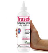 Pet Health Pharma ear flush bottle — vet-strength cleaning for dogs and cats.