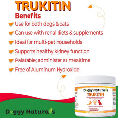 Pet Health Pharma Trukitin-calcium-carbonate container conveys mineral support with dietary balance.
