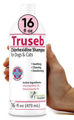 Pet Health Pharma Truseb shampoo bottle front demonstrates multi-pet cleansing formula
