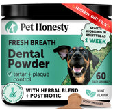 Pet Honesty dog breath freshener powder bottle for large dogs improves oral freshness