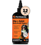 Pet Honesty dog joint supplement bottle with salmon oil supports mobility during play.