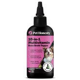 Pet Honesty dog multivitamin salmon oil bottle shows premium ingredients for joint and coat support.
