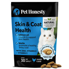 Pet Honesty golosinas piel y pelaje para gatos, textura crujiente-cremosa para piel saludable
