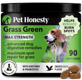 Pet Honesty Grass Green Max Strength chews front packaging highlights lawn protection.