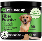 Pet Honesty pumpkin fiber powder dog meal topper shown in bowl for daily support