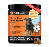 Pet Honesty Senior Hemp Mobility chews bottle supports senior dogs' joint comfort
