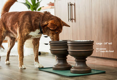 Pet Junkie Summit anti-tip base close-up demonstrates stable feeding and safety