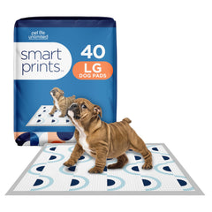 Pet Life Unlimited Smart Prints large puppy pads 40-count pack with stylish design for training.
