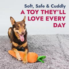 Pet Lou carrot plush toy with crinkle for engaging indoor play