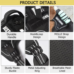 PET MARVEL Tactical harness chest adjustment ensures proper tension and control.