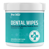 Pet MD dog breath wipes packaged for convenient at-home oral care and quick refreshment
