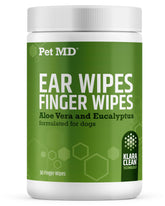 Pet MD dog ear cleaning finger wipe on finger for precise cleaning