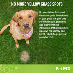 Pet MD Lawn Aid Chews packaging side highlights lawn health and digestion benefits
