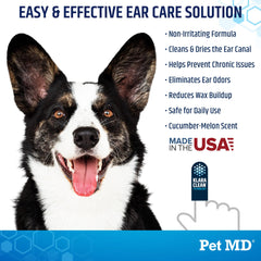 Pet MD non-irritating formulation provides gentle cleaning.