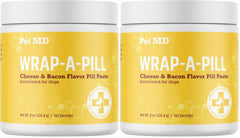 Pet MD Wrap outer-pack displays two 8 oz pill pastes for easy storage