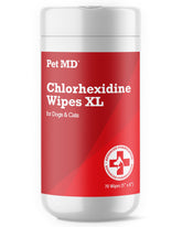 Pet MD XL Wipes for face folds provide gentle cleansing and skin comfort.