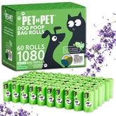 PET N PET 1080-count green poop bags rolls for bulk savings during walks.