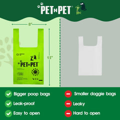 PET N PET 8x15 leak-proof bags with easy tie handles.